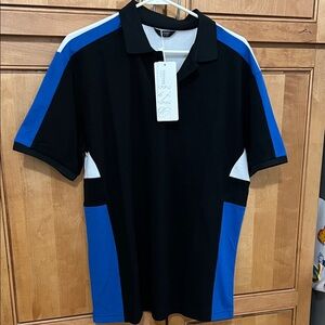 New Classic Black and Blue Coofandy Polo Shirt, Size Large